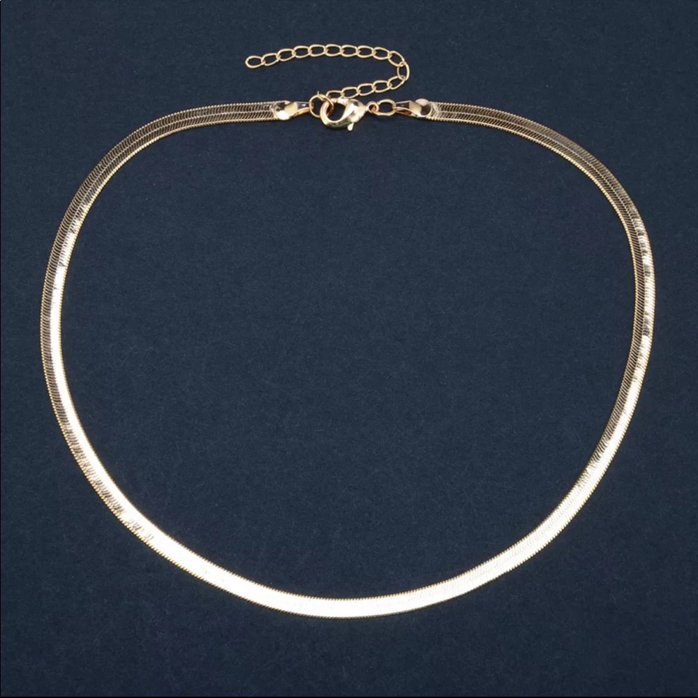 NEW 18K Gold Flat Snake Bone Chain Necklace - Picture 2 of 7
